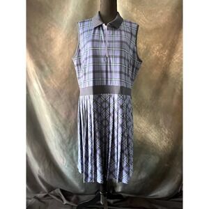 Lady Hagen XXL Purple Plaid Sleeveless‎ Golf Dress Pleated Zip Front